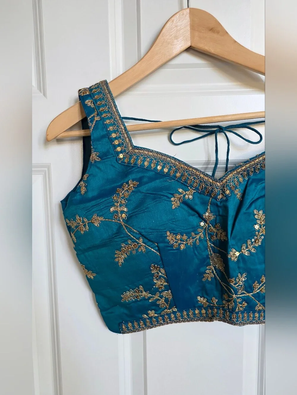 Teal Blue Embroidered Lehenga Choli – US  10 Large